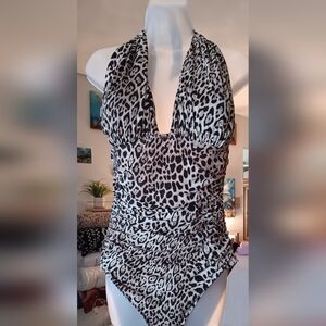 Victoria's Secret Black and Tan Leopard Print One Piece Shaping Swimsuit